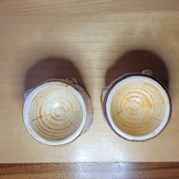 Vintage Dept 56 Birch Bark Ceramic Egg Cups, set of 2 - Picture 4 of 4